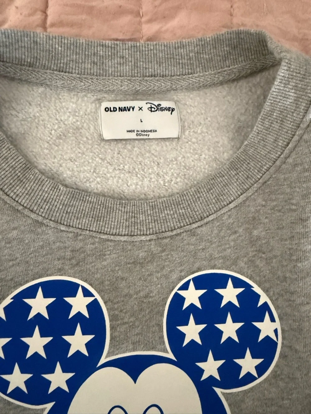 Old Navy Gray Sweatshirt with Blue & White Mickey Stars - Picture 2 of 2